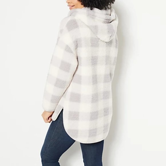 G.I.L.I. Sherpa Hi-Low Pullover Gray Plaid - Regular L - Picture 2 of 2